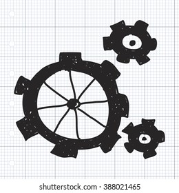 Simple hand drawn doodle of some cogs