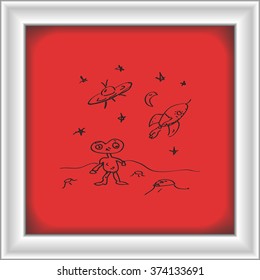 Simple hand drawn doodle of a space alien