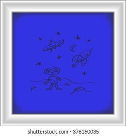 Simple hand drawn doodle of a space alien