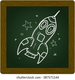 Simple hand drawn doodle of a space rocket