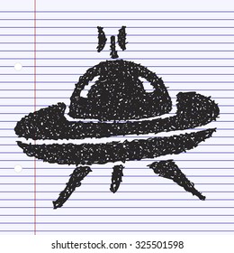 Simple hand drawn doodle of a spaceship