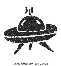 Simple hand drawn doodle of a spaceship