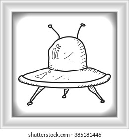 Simple hand drawn doodle of a spaceship