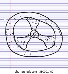 Simple hand drawn doodle of a steering wheel