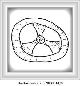 Simple hand drawn doodle of a steering wheel