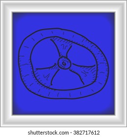 Simple hand drawn doodle of a steering wheel
