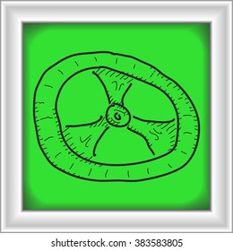 Simple hand drawn doodle of a steering wheel