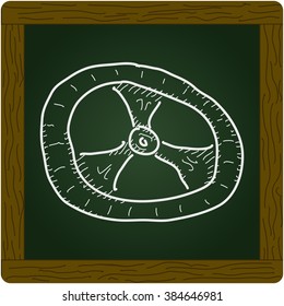 Simple hand drawn doodle of a steering wheel