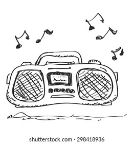 Simple hand drawn doodle of a stereo