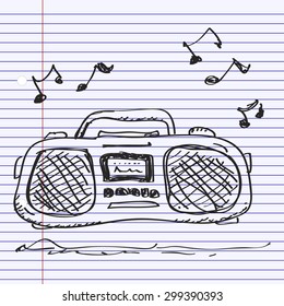 Simple hand drawn doodle of a stereo