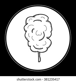 Simple hand drawn doodle of a stick of candy floss