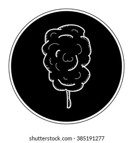 Simple hand drawn doodle of a stick of candy floss