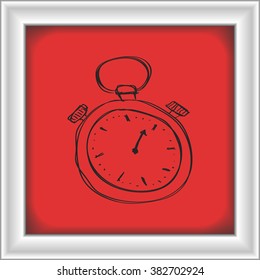 Simple hand drawn doodle of a stopwatch