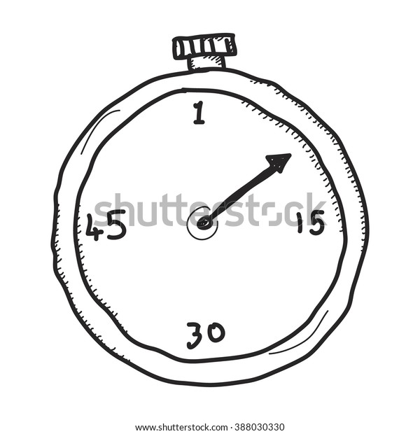 Simple Hand Drawn Doodle Stopwatch Stock Vector (Royalty Free) 388030330