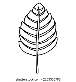 Simple hand drawn doodle. Strawberry leaf. Leave silhouette vector for coloring book. Black thick stroke. vector illustration isolated on white background.