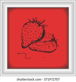 Simple hand drawn doodle of a strawberry
