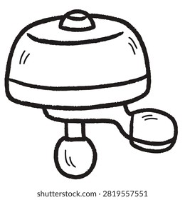 A simple hand drawn doodle style sketch of a vintage bicycle bell isolated on a white background