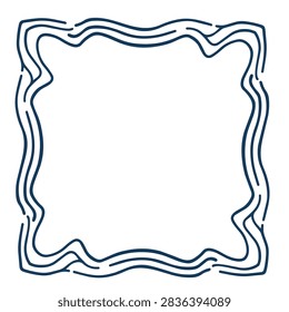 A simple hand drawn doodle style frame with wavy lines creating a square border for creative design projects