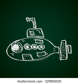 Simple hand drawn doodle of a submarine