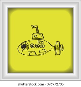 Simple hand drawn doodle of a submarine