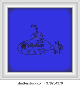 Simple hand drawn doodle of a submarine