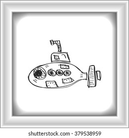 Simple hand drawn doodle of a submarine