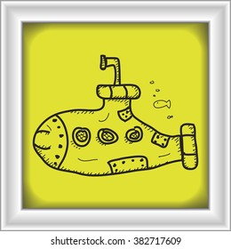 Simple hand drawn doodle of a submarine
