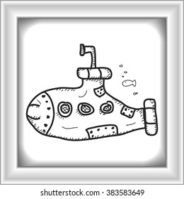 Simple hand drawn doodle of a submarine