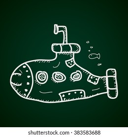 Simple hand drawn doodle of a submarine