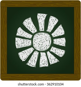 Simple hand drawn doodle of a sun symbol