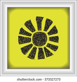 Simple hand drawn doodle of a sun symbol
