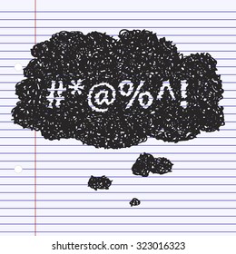 Simple hand drawn doodle of a swear thought bubble