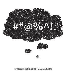 Simple hand drawn doodle of a swear thought bubble