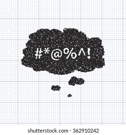 Simple hand drawn doodle of a swear thought bubble