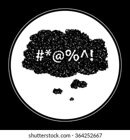 Simple hand drawn doodle of a swear thought bubble