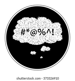 Simple hand drawn doodle of a swear thought bubble