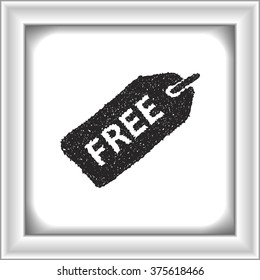 Simple hand drawn doodle of a tag saying free