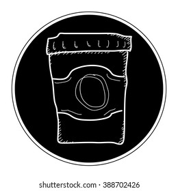 Simple hand drawn doodle of a takeaway coffee
