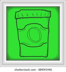 Simple hand drawn doodle of a takeaway coffee
