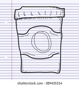 Simple hand drawn doodle of a takeaway coffee