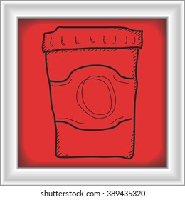 Simple hand drawn doodle of a takeaway coffee
