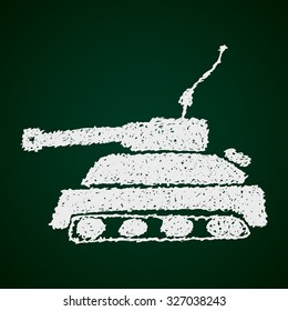 Simple hand drawn doodle of a tank