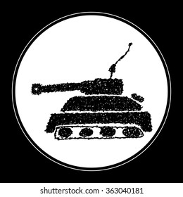 Simple hand drawn doodle of a tank