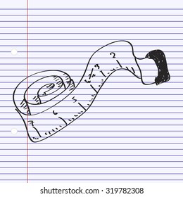 Simple hand drawn doodle of a tape measure