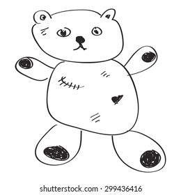 Simple hand drawn doodle of a teddy bear