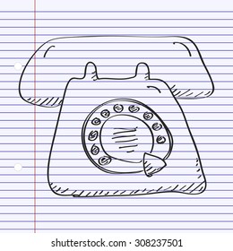 Simple hand drawn doodle of a telephone