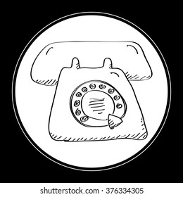 Simple hand drawn doodle of a telephone