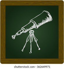 Simple hand drawn doodle of a telescope