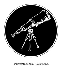 Simple hand drawn doodle of a telescope