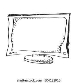 Simple hand drawn doodle of a television